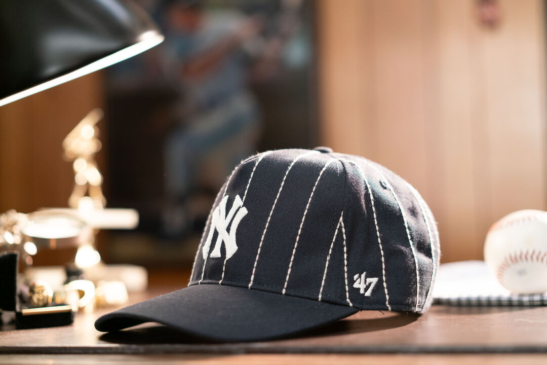 Los Angeles Angels Rawlings '47 Brand Pinstripe Hitch Hat - Image 8