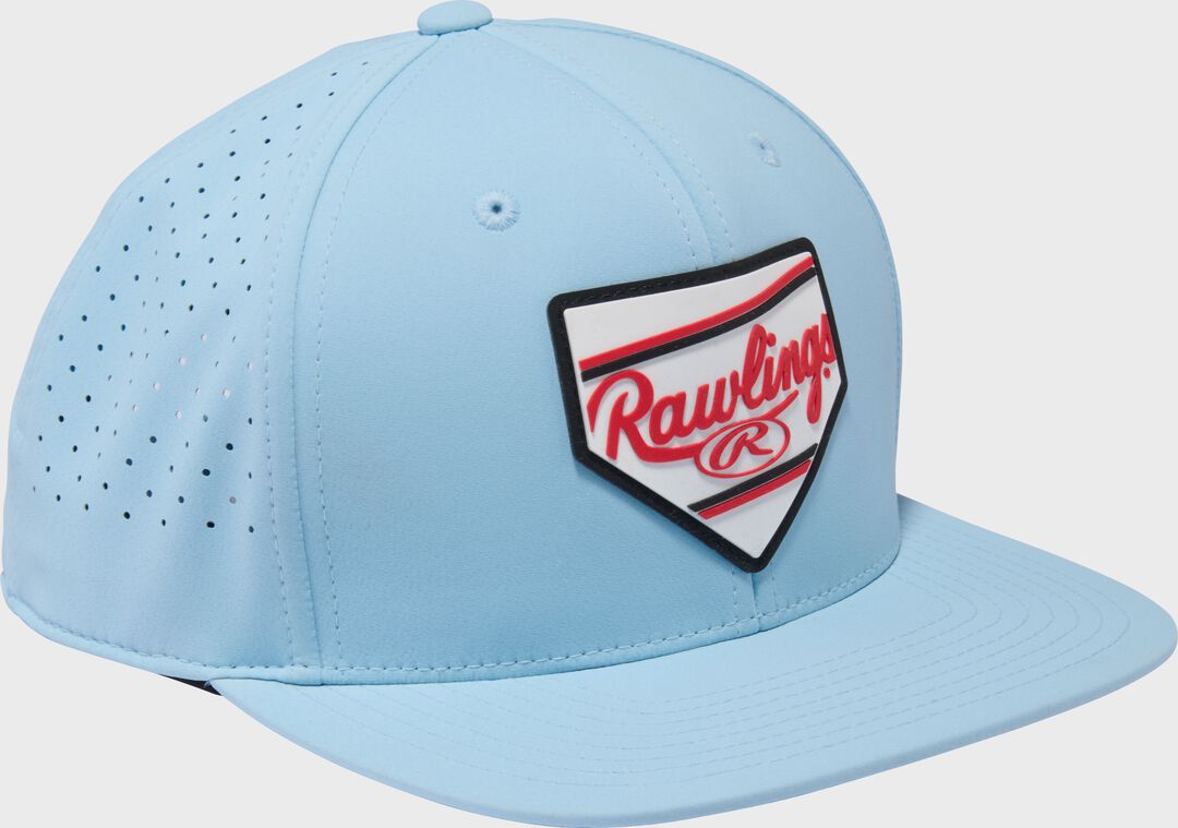 Rawlings Home Plate Performance Flat Bill Snapback Hat Light Blue - Image 3