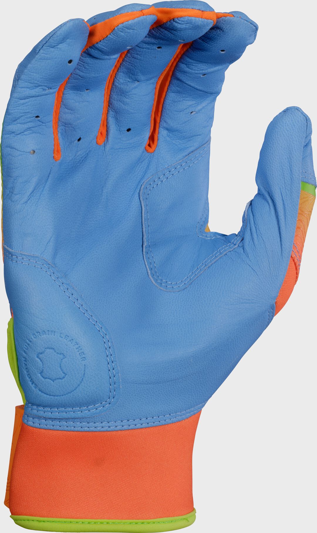 Rawlings Workhorse Columbia Blue/Orange Youth Fun Burst Batting Gloves - Image 3